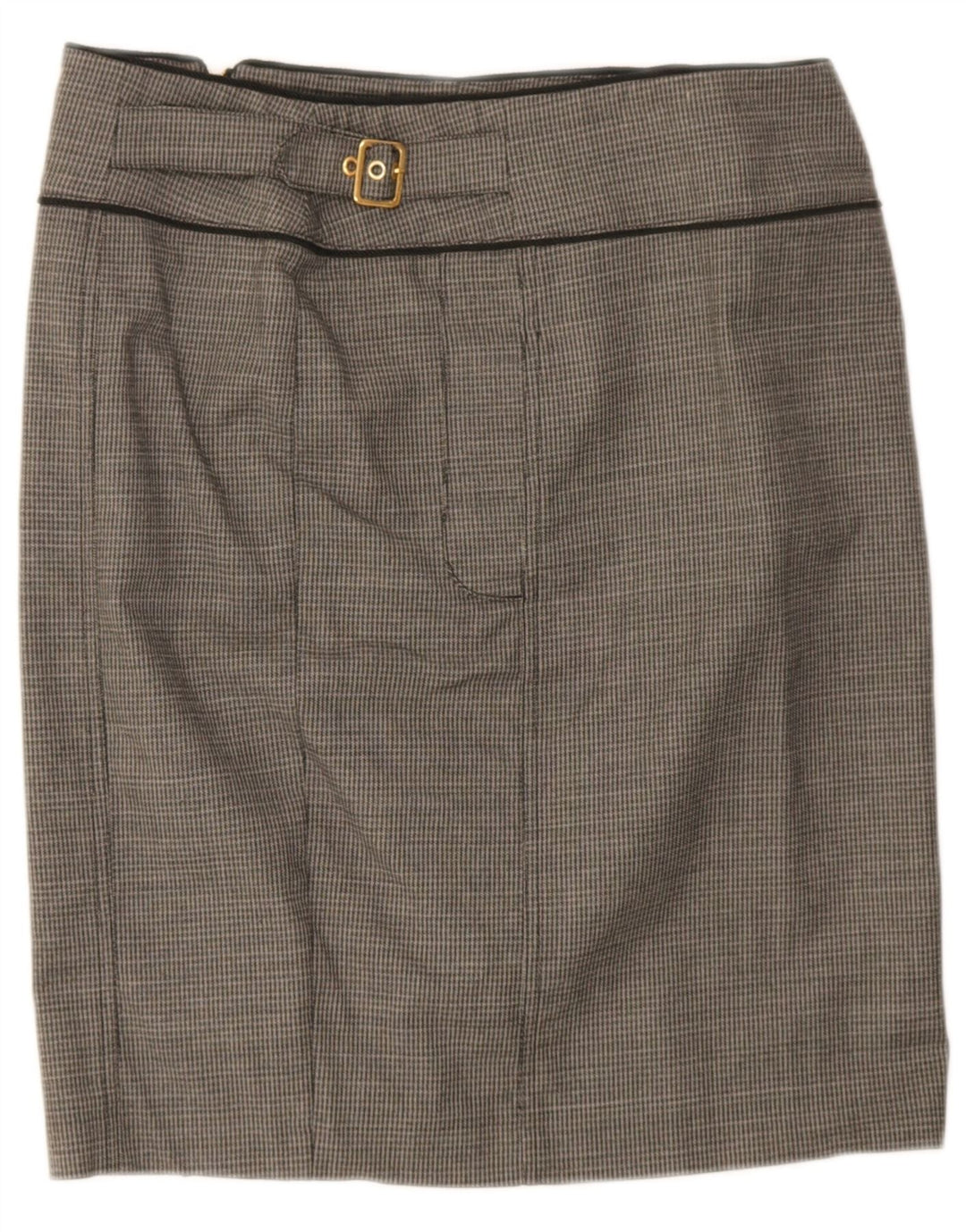 Max & Co. Falda recta para mujer UK 12 Medium W32 Algodón de pata de gallo gris