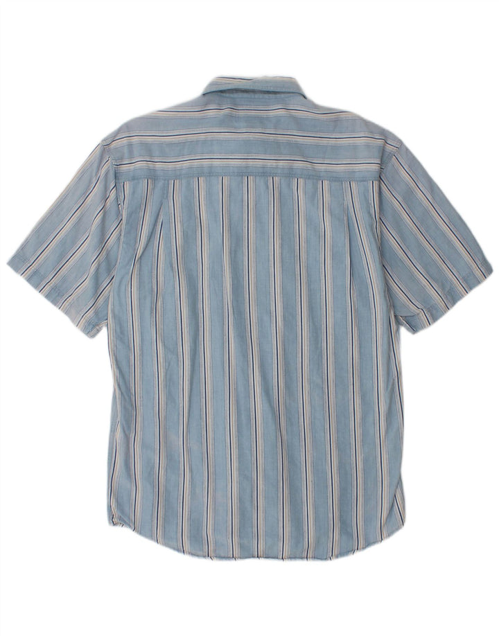 Eddie Bauer Camisa de manga corta para hombre de algodón a rayas azul medio