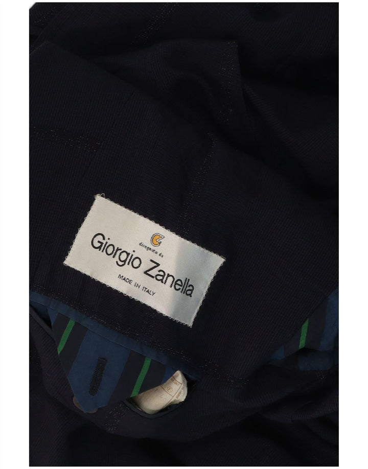 Giorgio Zanella Chaqueta tipo blazer con 1 botón para hombre IT 46 Small Navy Blue Check