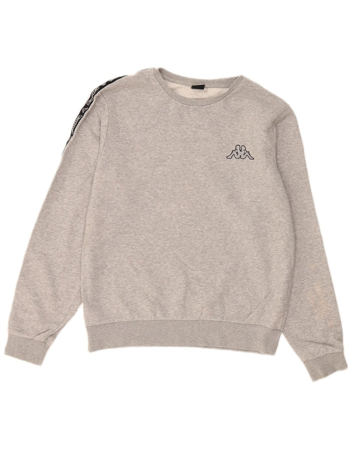 KAPPA Hombre Sudadera Gráfica Jersey Grande Gris Algodón