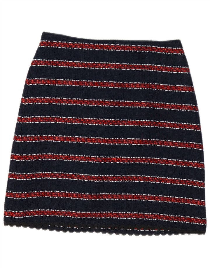 WAREHOUSE Minifalda para mujer UK 8 Small W26 Poliéster a rayas azul marino