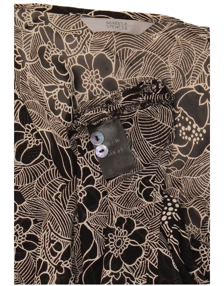 Marks & Spencer Blusa para Mujer Top UK 46 Grande Negro Floral