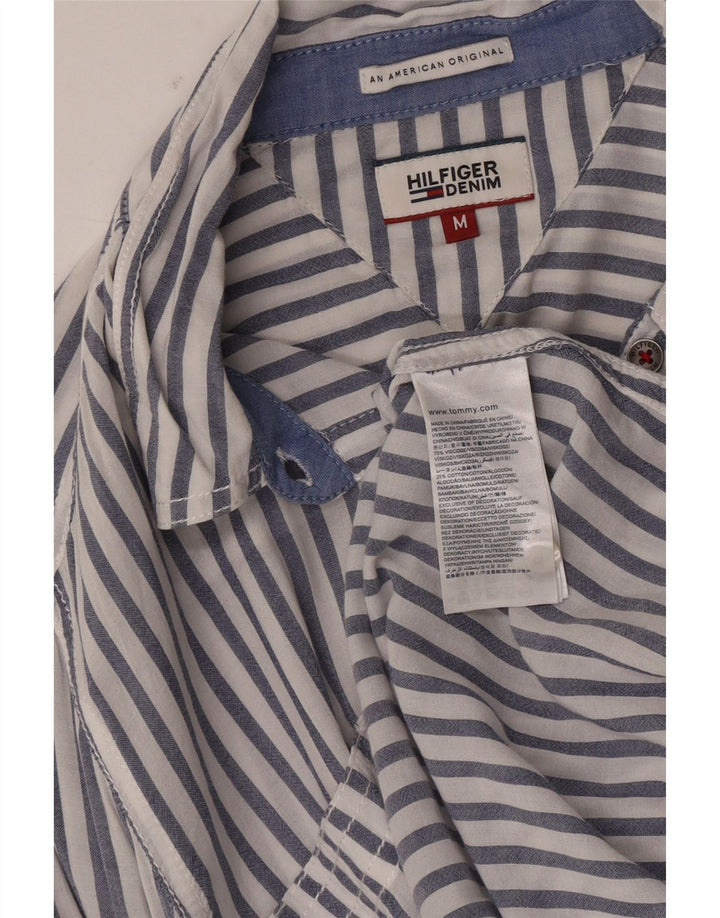 Camisa Tommy Hilfiger para mujer UK 44 Viscosa a rayas blancas medianas