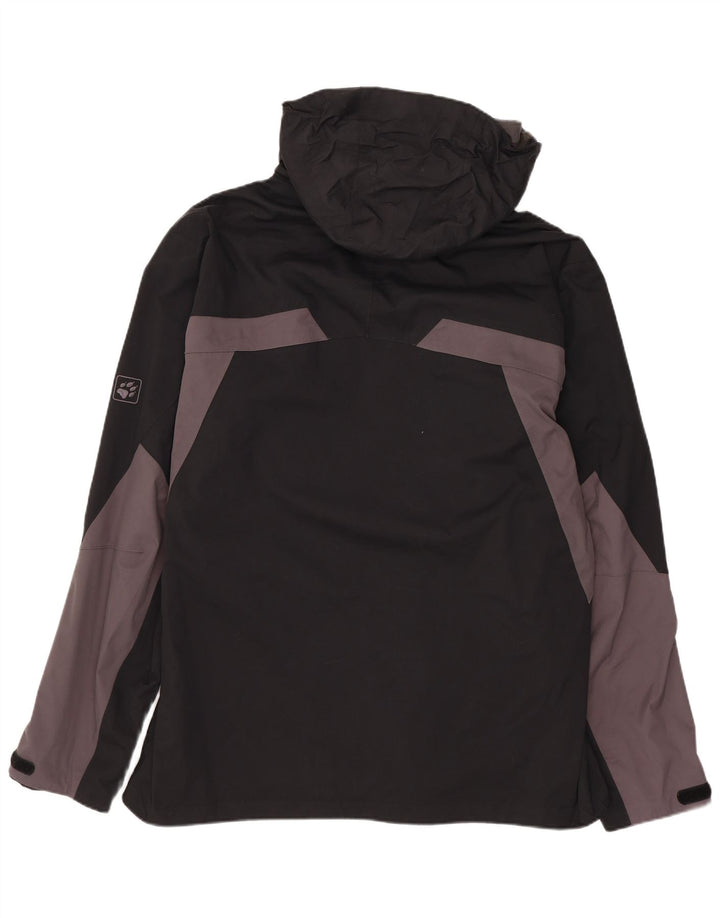 JACK WOLFSKIN Chaqueta impermeable con capucha para hombre UK 36/38 Medium Black Colourblock