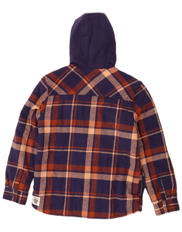 Camisa de franela de leñador con capucha para niño de Fat Face 11-12 años Azul marino a cuadros