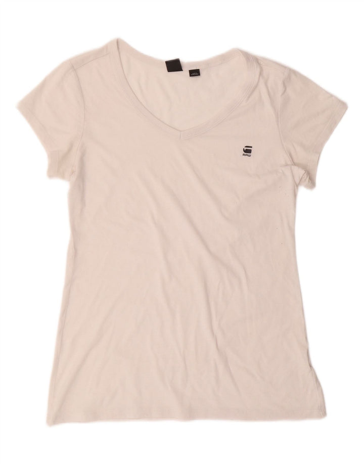G-STAR Womens T-Shirt Top UK 12 Medium White