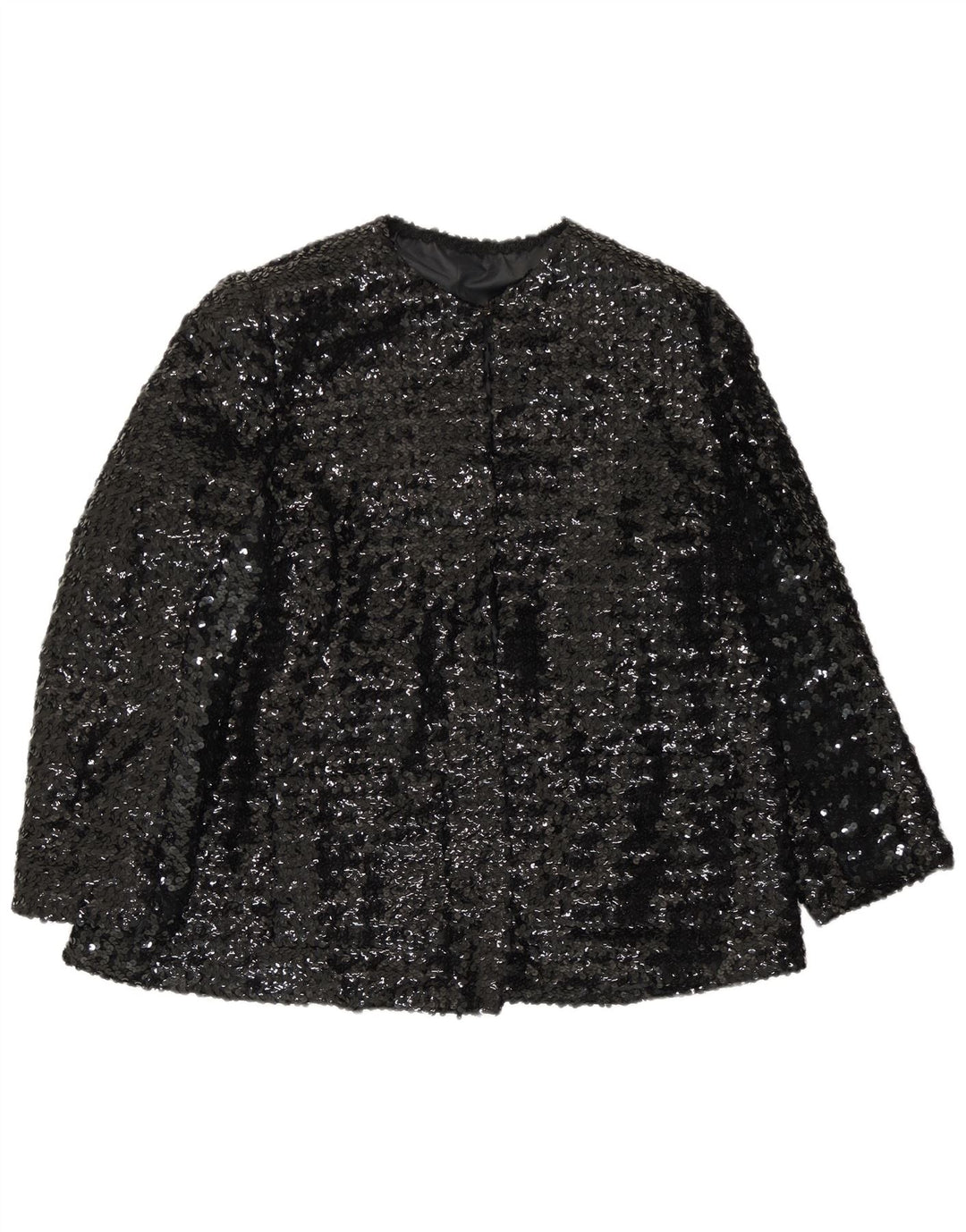 Vintage mujer lentejuelas Blazer chaqueta Reino Unido 14 grande negro
