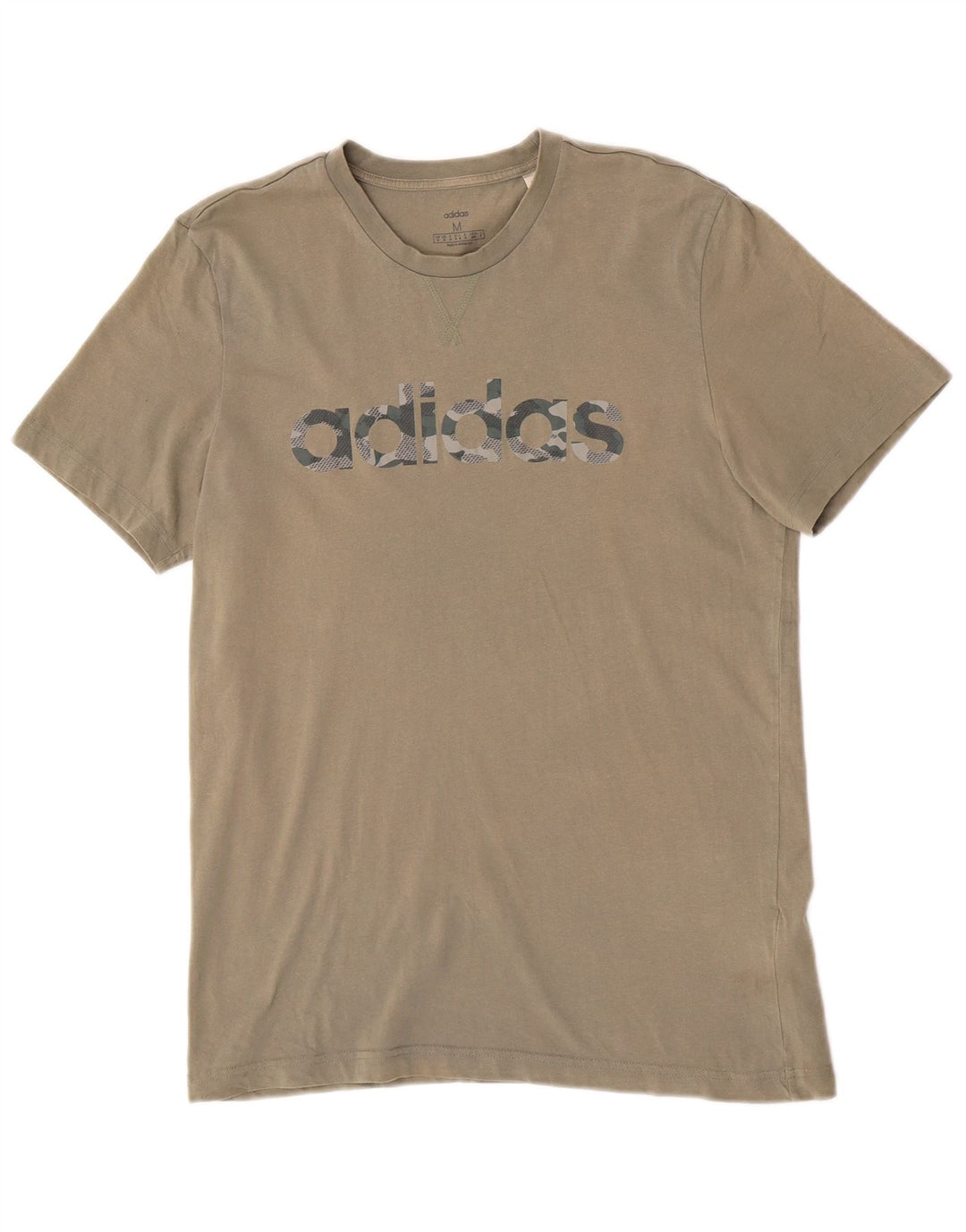 Adidas Hombre Camiseta Gráfica Top Medium Khaki Algodón