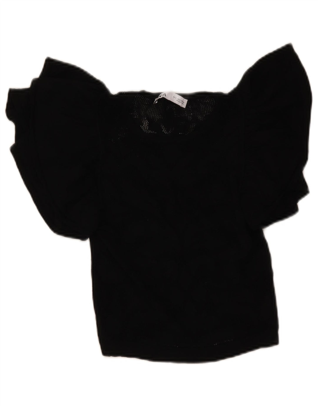 Zara Mujer Crop Knit Blusa Top UK 8 Small Negro