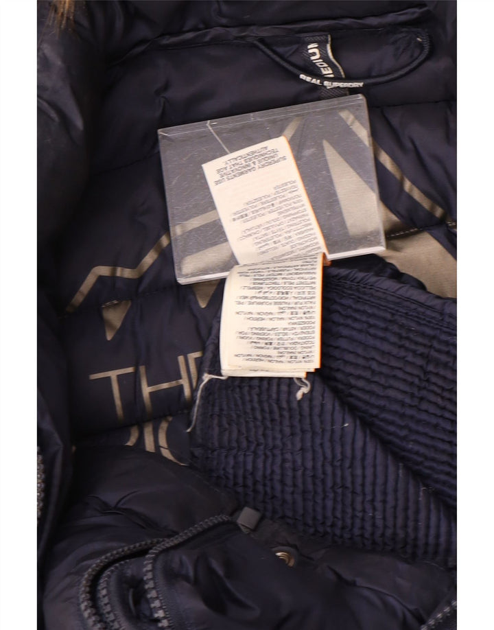 SUPERDRY Chaqueta acolchada con capucha para mujer UK 44 Mediana Azul marino Poliéster