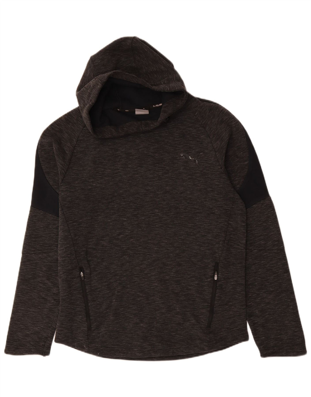 Puma Hombre Sudadera Con Capucha Jersey De Algodón Moteado Gris Medio