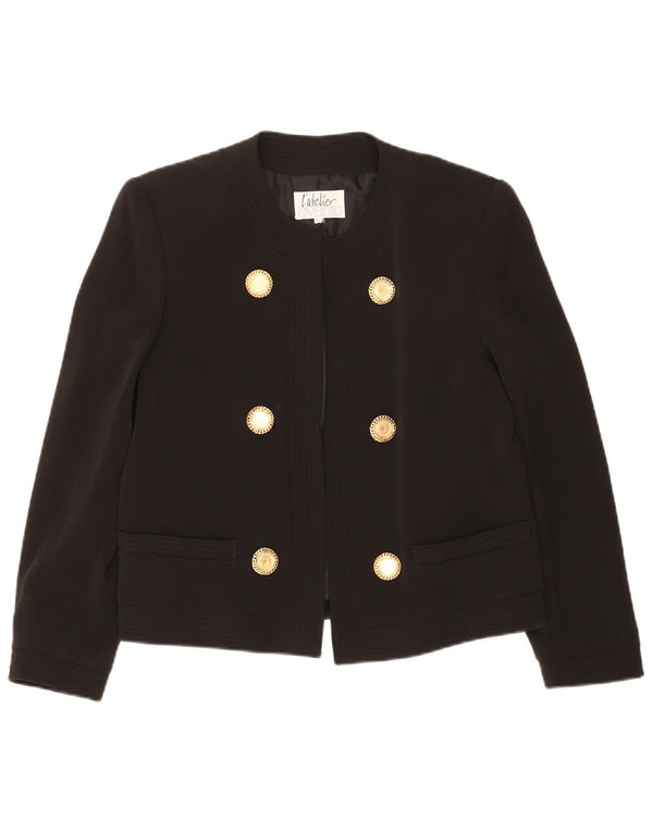 Chaqueta blazer abierta vintage para mujer IT 44 Acetato negro medio