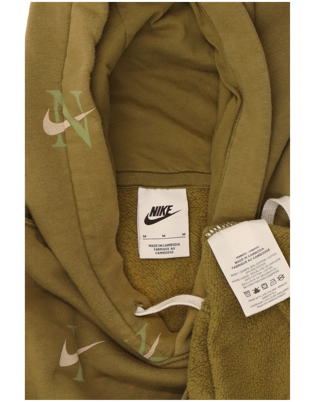Nike Jersey con capucha gráfica de algodón caqui mediano