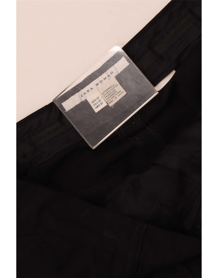 Zara Mujer Pantalón Casual Recto Grande W32 L33 Poliéster Negro