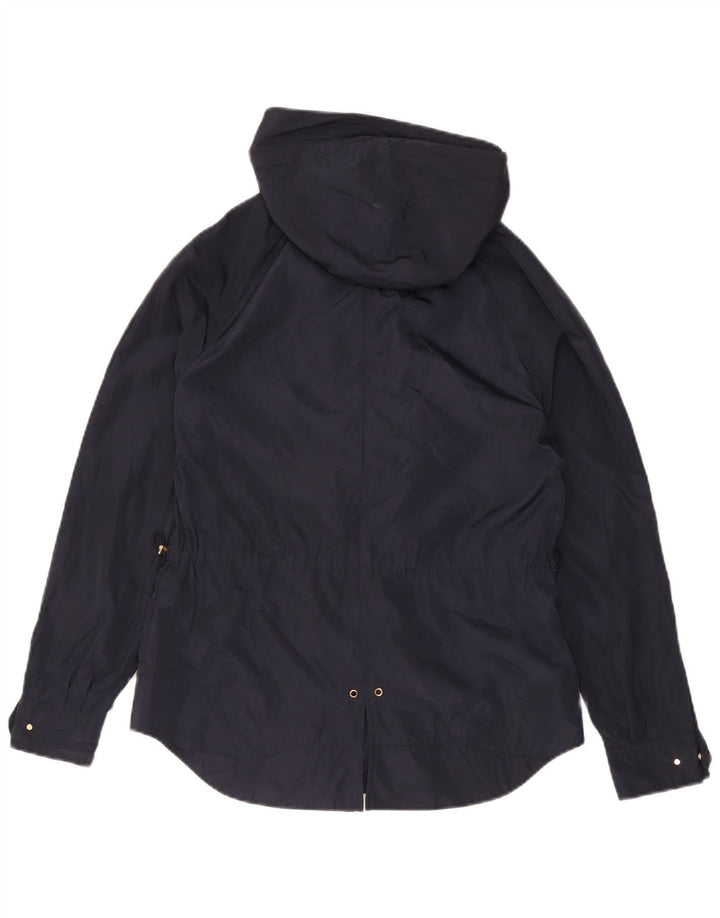 Zara Chaqueta impermeable extragrande con capucha para mujer UK 6 XS Poliéster azul marino