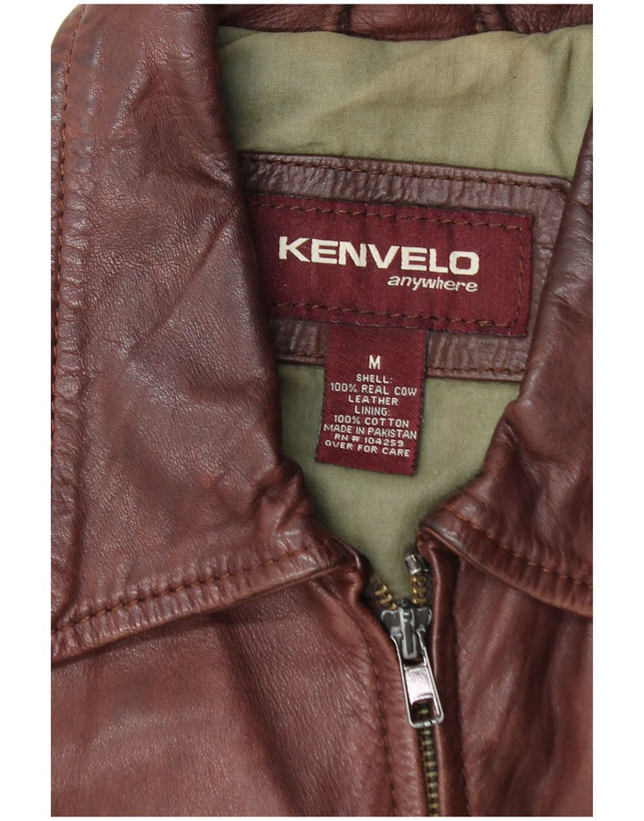 Kenvelo Chaqueta de cuero militar para hombre UK 38 Cuero marrón medio