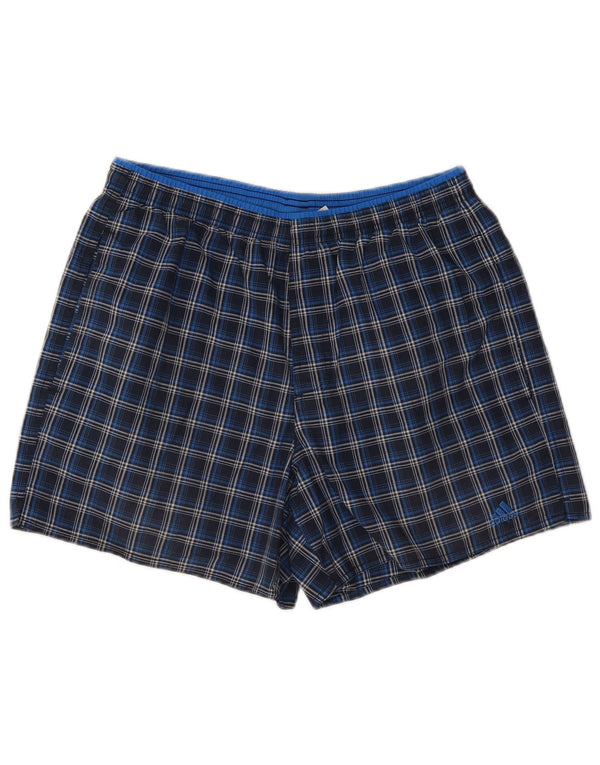 Adidas Mens Sport Shorts Medium  Navy Blue Check Polyester