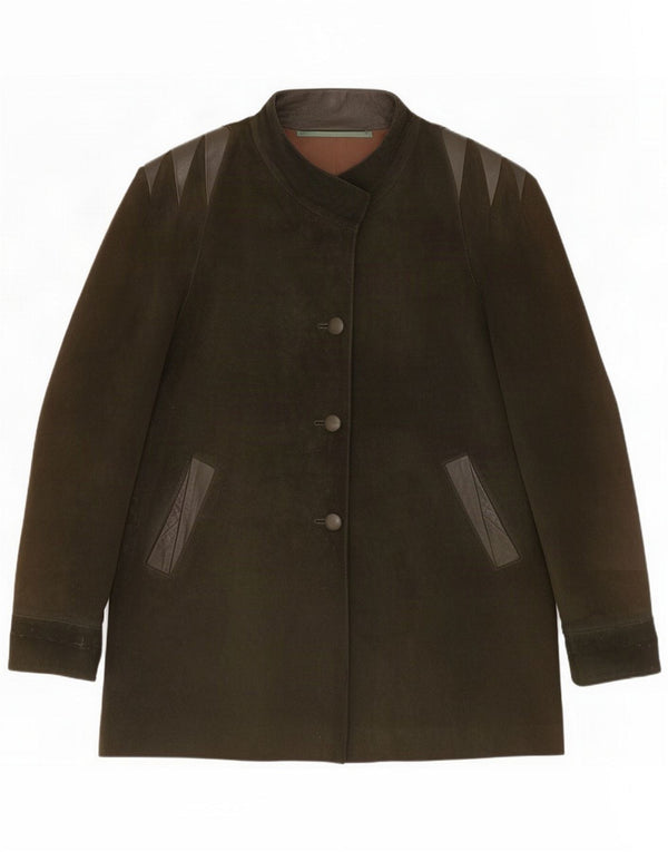 Abrigo vintage de ante extragrande para mujer UK 44 Caqui mediano