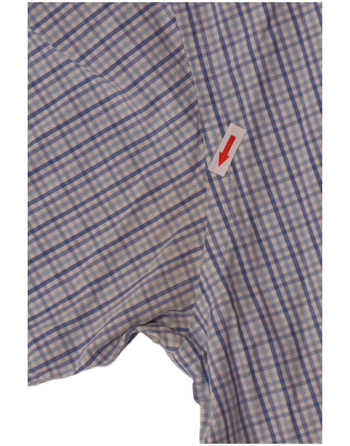 Izod Hombre Camisa Manga Corta XL Azul Cuadros Algodón