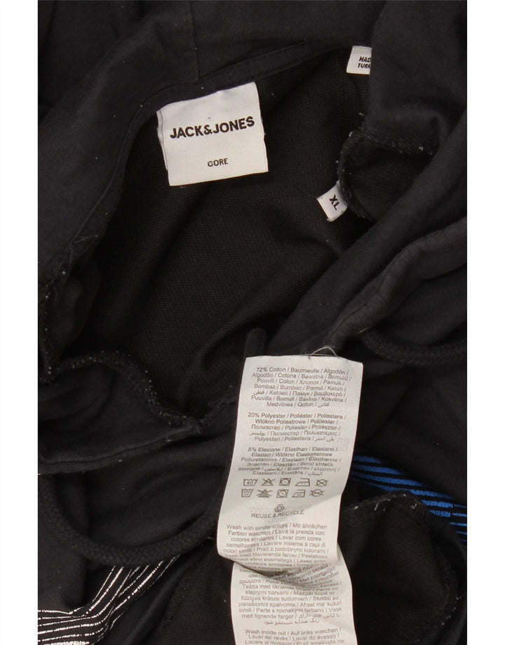 JACK & JONES Jersey con capucha gráfico para hombre XL Algodón negro
