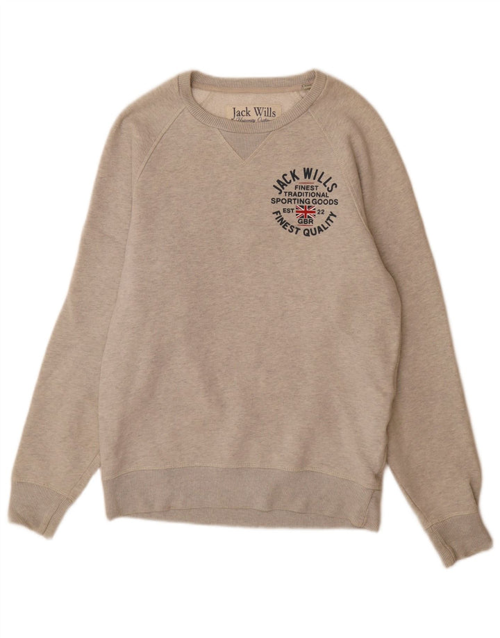 Jack Wills Hombre Sudadera Estampada Jersey Jersey Pequeño De Algodón Moteado Gris
