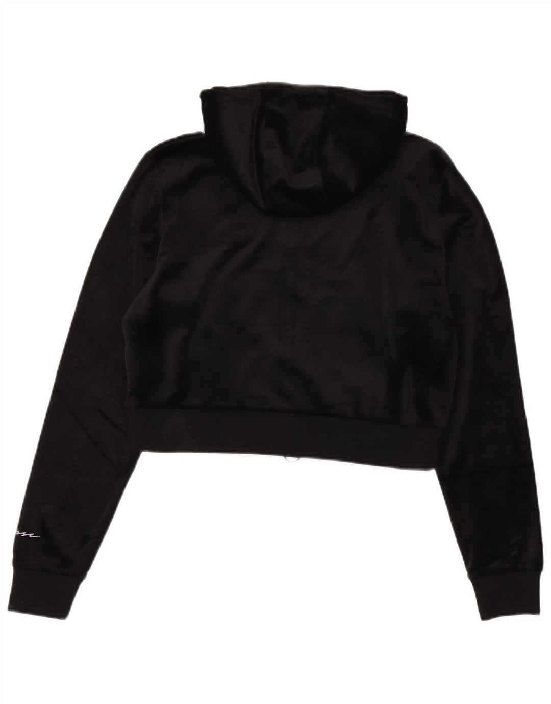 Ellesse Crop Velour Zip Sudadera con capucha para mujer UK 12 Mediano Negro Poliéster