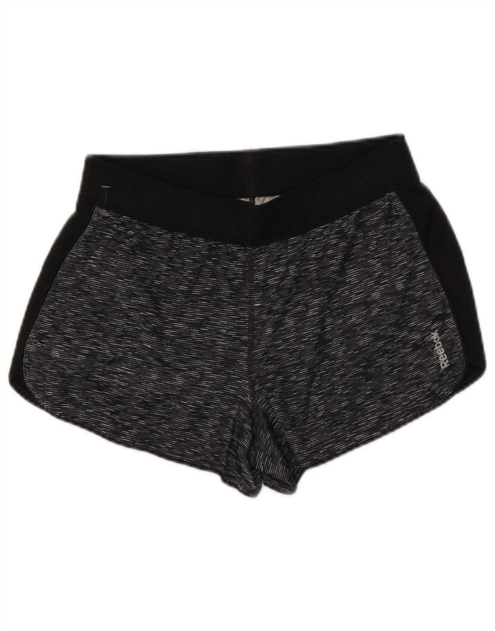 REEBOK Pantalones cortos deportivos para mujer UK 10 Pequeño poliéster moteado gris