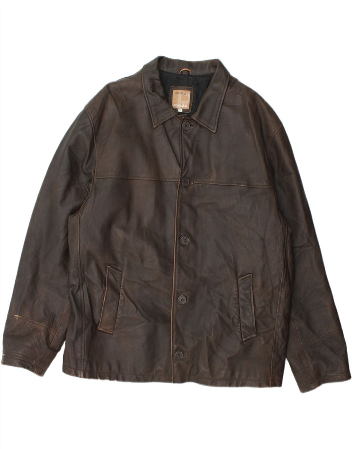 Conbipel Chaqueta de cuero para hombre IT 52 Cuero marrón grande
