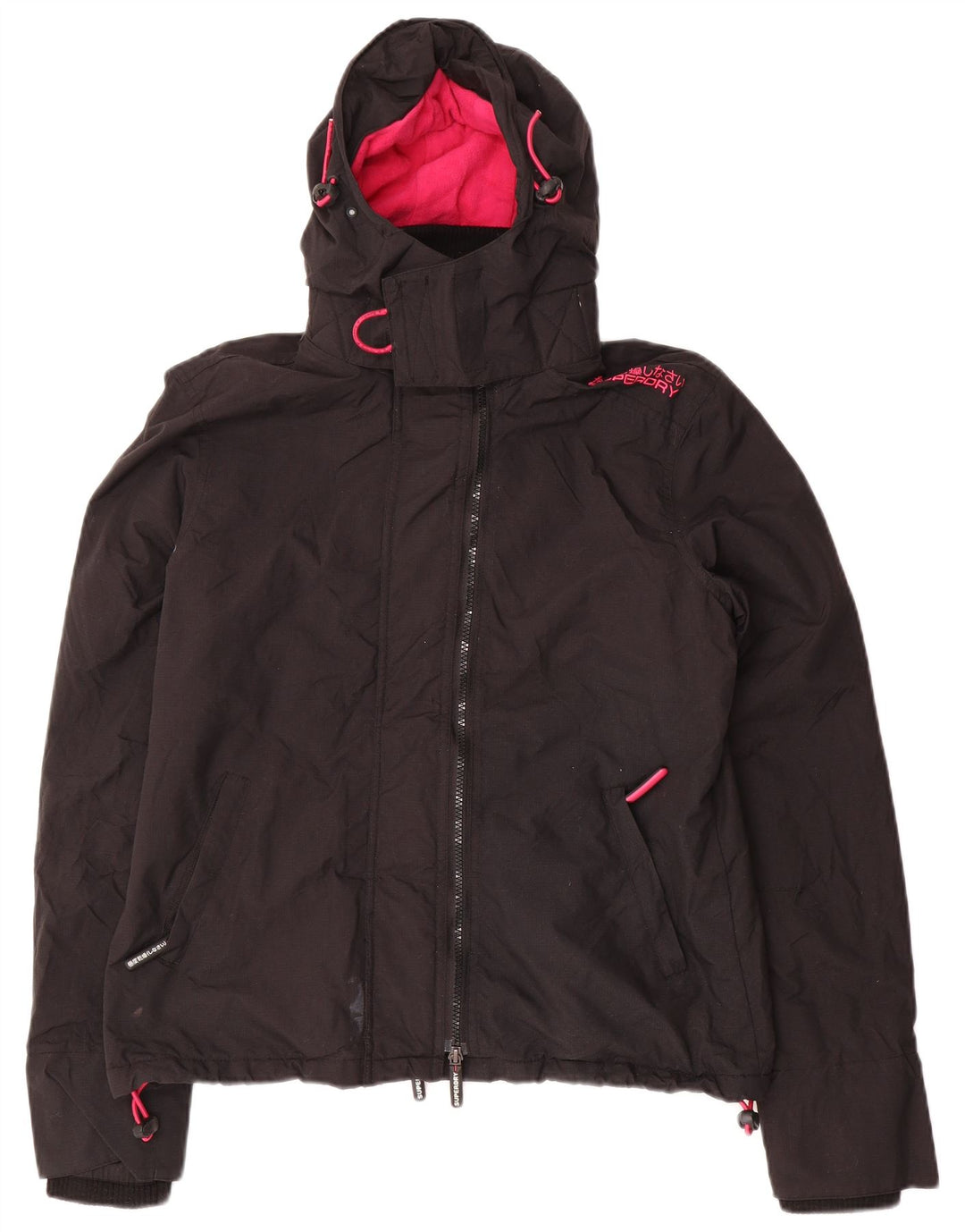 SUPERDRY Chaqueta cortavientos con capucha para mujer, talla 44, talla M, color negro