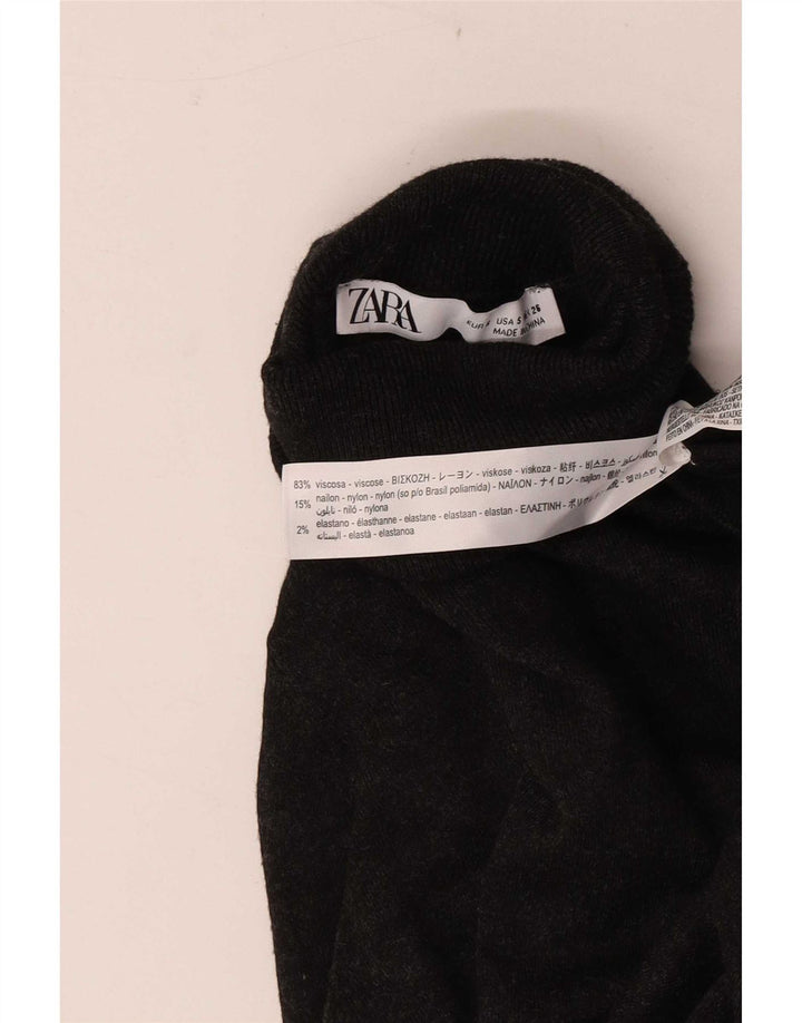 Zara Jersey con cuello vuelto para mujer, talla 8, viscosa gris pequeña