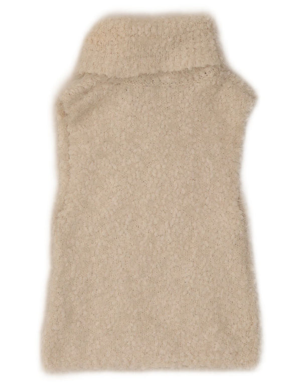 Zara Mujer Crop Vest Tank Top UK 8 Small Off White Poliéster