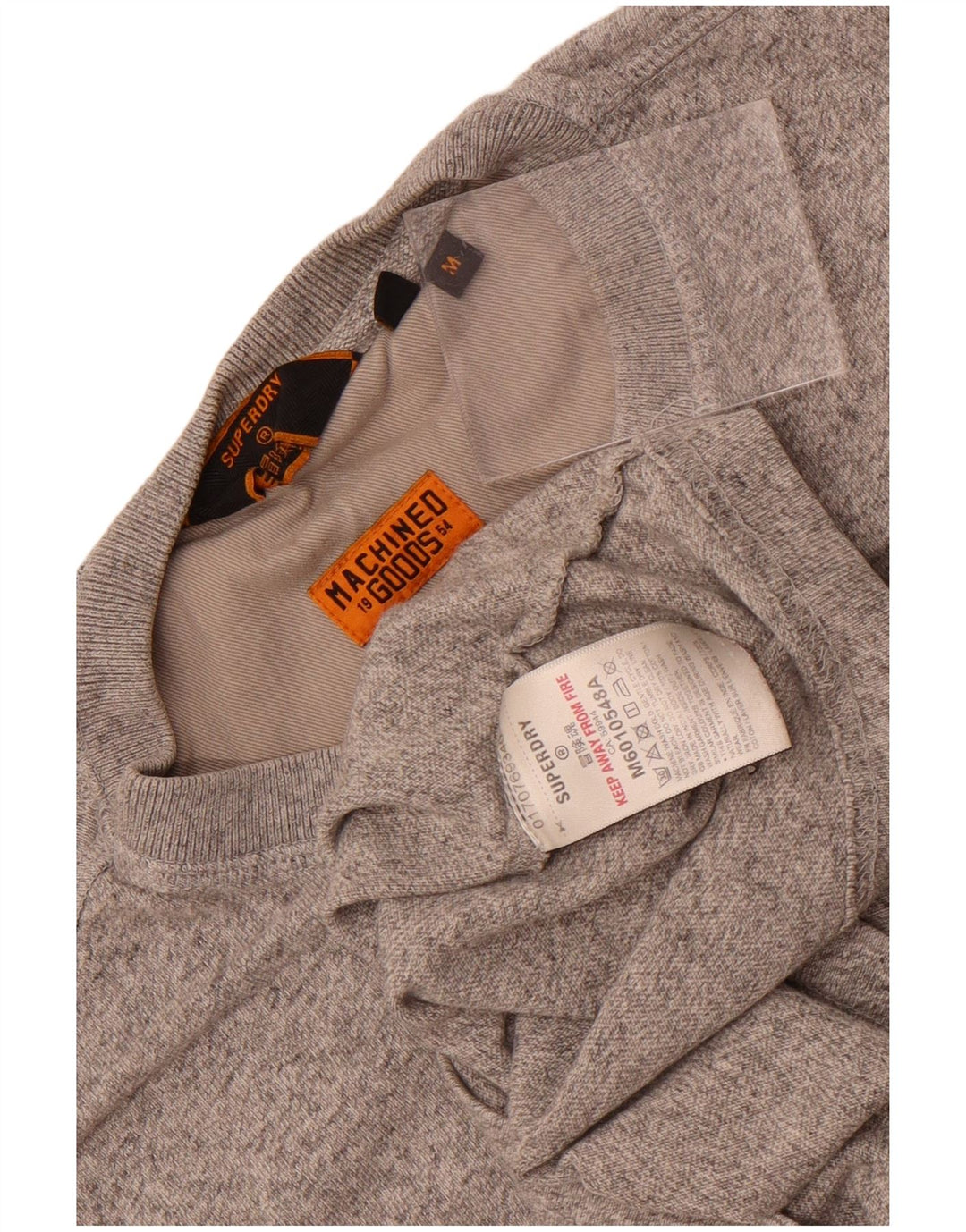 Superdry Hombre Top De Manga Larga De Algodón Moteado Gris Medio
