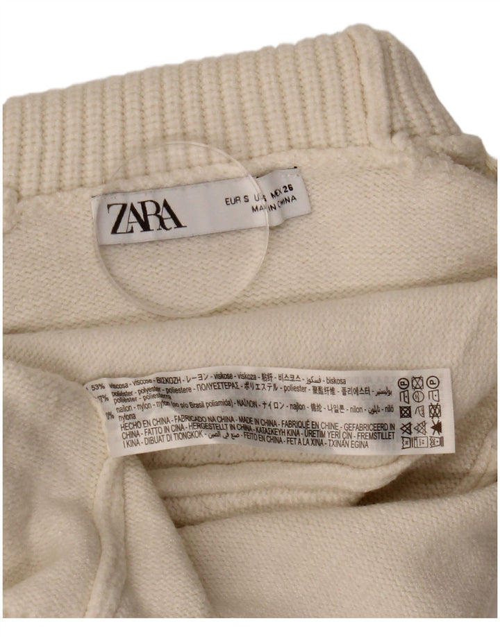 Zara Mujer Crop Oversize Roll Neck Jumper Sweater UK 10 Small Blanco