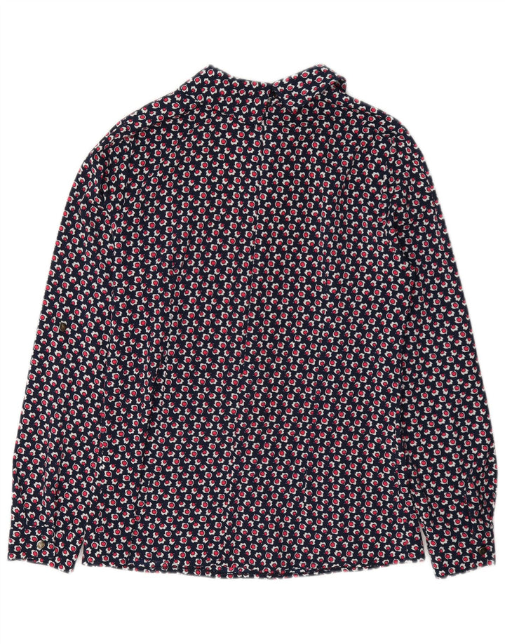 Vintage mujer patrón abstracto blusa top IT 40 pequeño azul marino