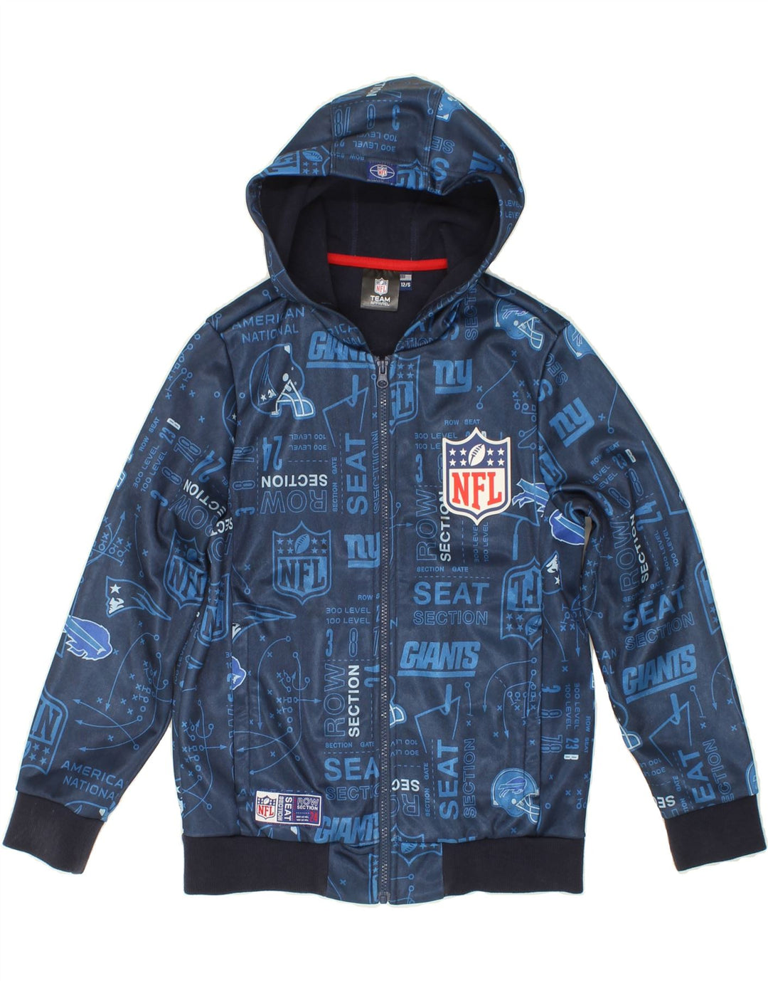 NFL Boys Graphic Zip Hoodie Sweater 11-12 Years Blue Polyester Vintage NFL and Second-Hand NFL from Messina Hembry 