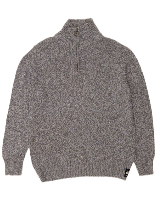 Superdry Jersey con cuello y cremallera para hombre XL Algodón moteado azul