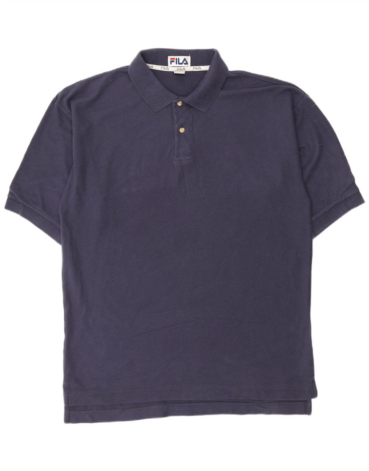 FILA Polo para hombre grande azul marino algodón