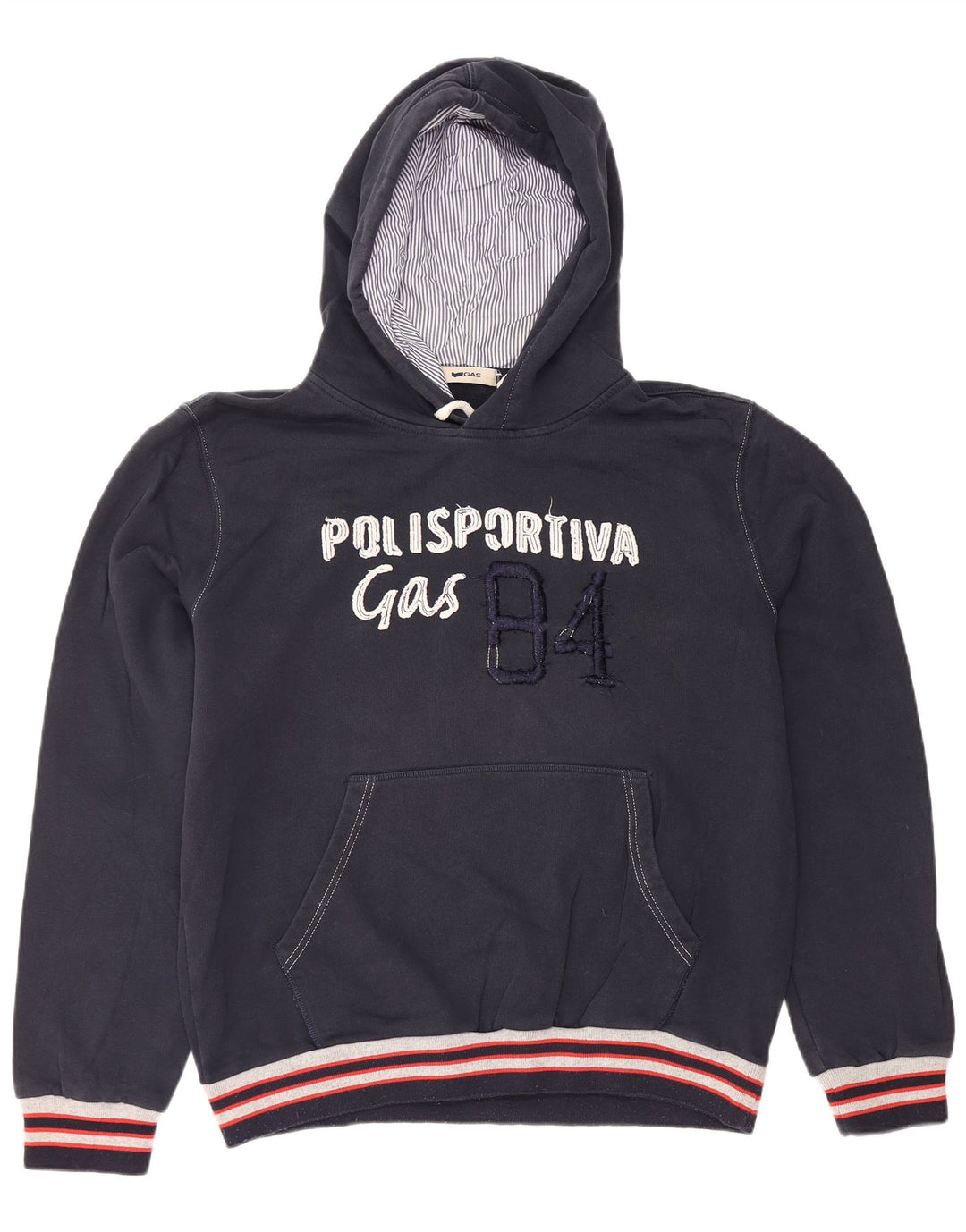 GAS Jersey con capucha gráfico para hombre, tamaño grande, algodón azul marino
