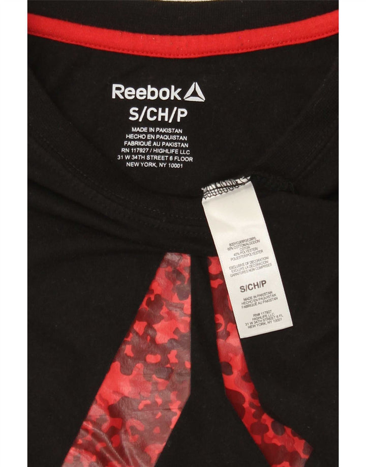 Reebok - Camiseta gráfica para hombre, talla pequeña, algodón negro