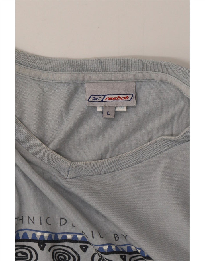 REEBOK Camiseta gráfica para hombre Top grande de algodón azul