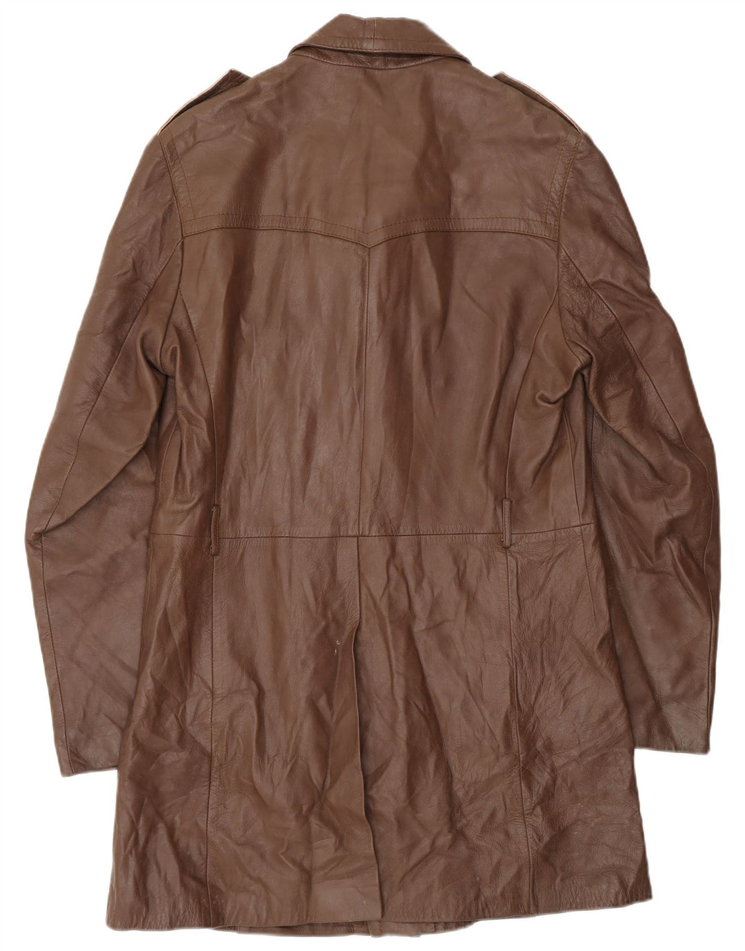 Camox Abrigo de cuero militar para hombre IT 50 Cuero marrón grande