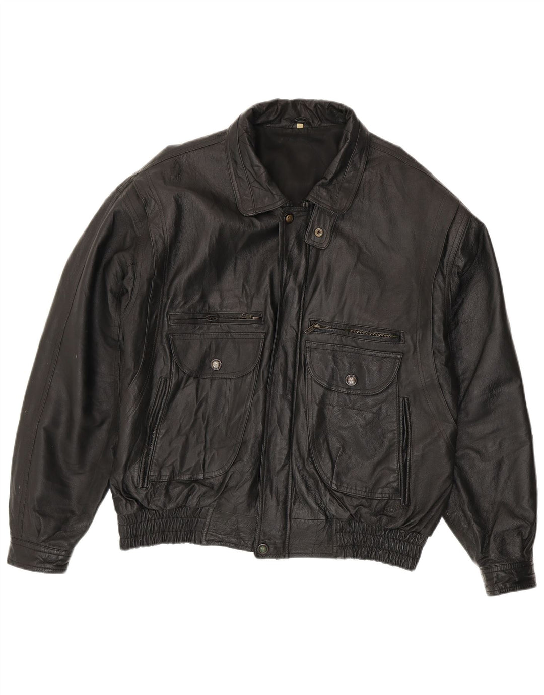 Vintage chaqueta de cuero para hombre Reino Unido 44 2XL cuero negro