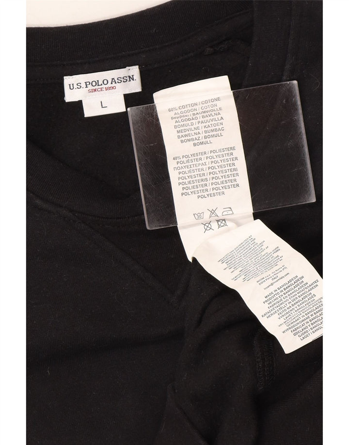 U.S. POLO ASSN. Mens Sweatshirt Jumper Large Black Cotton Vintage U.S. Polo Assn. and Second-Hand U.S. Polo Assn. from Messina Hembry 