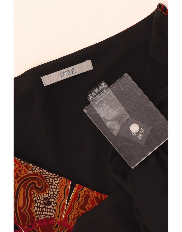 Marks & Spencer Blusa para Mujer Top UK 20 2XL Poliéster Paisley Negro