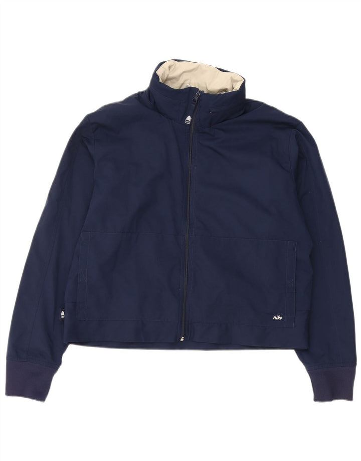NIKE Chaqueta impermeable con capucha para mujer US 8/10 Mediana Azul Marino Poliéster