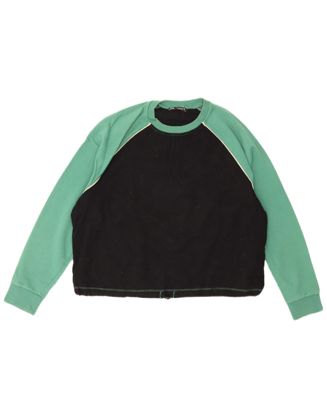 Zara Mujer Sudadera Oversize Jersey UK 10 Small Black Colourblock