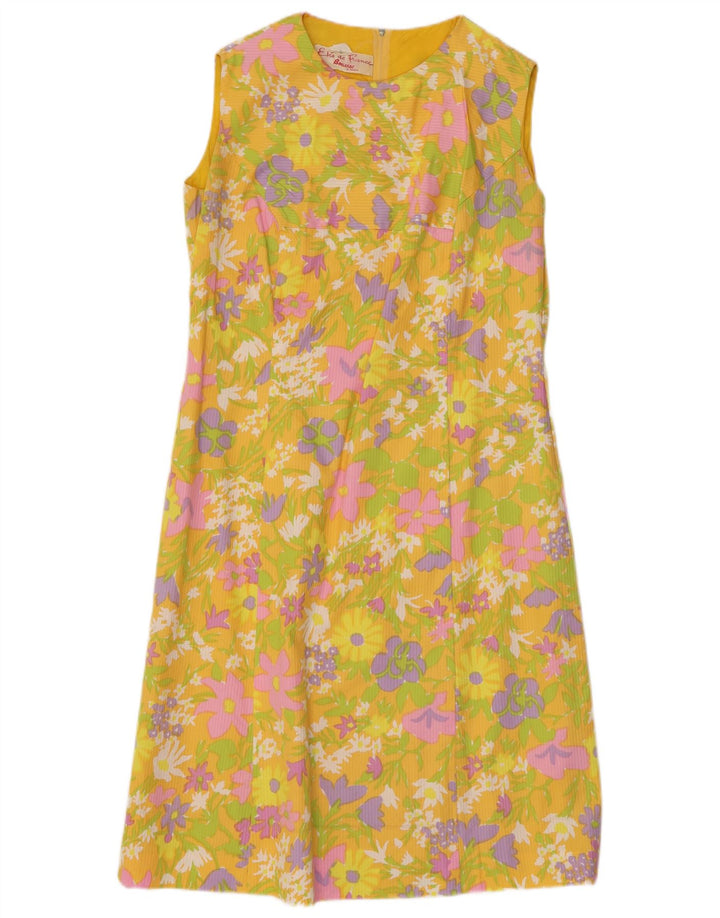 BOUSSAC Vestido tubo sin mangas para mujer UK 44 Medio Amarillo Floral
