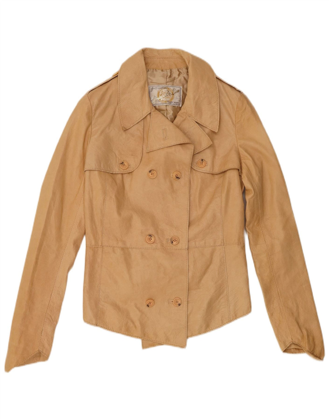 Chaqueta de cuero vintage para mujer IT 42 Cuero beige medio