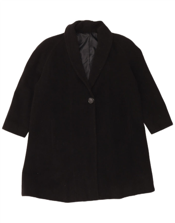 VINTAGE Womens Oversized Overcoat UK 14 Medium Black Wool