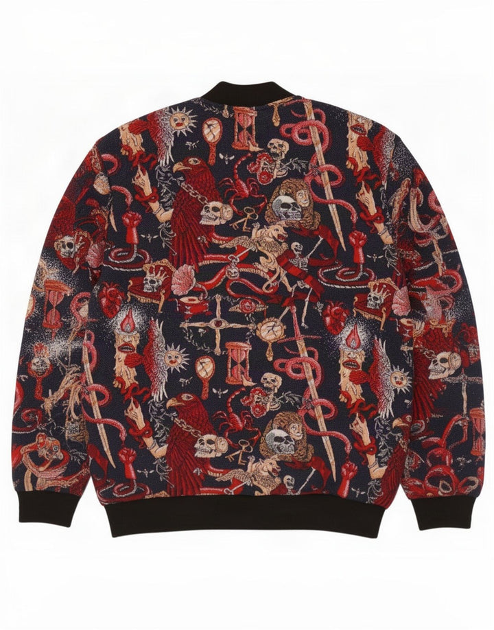 Zara Hombre Cazadora Bomber Con Estampado Abstracto UK 42 XL Poliéster Multicolor